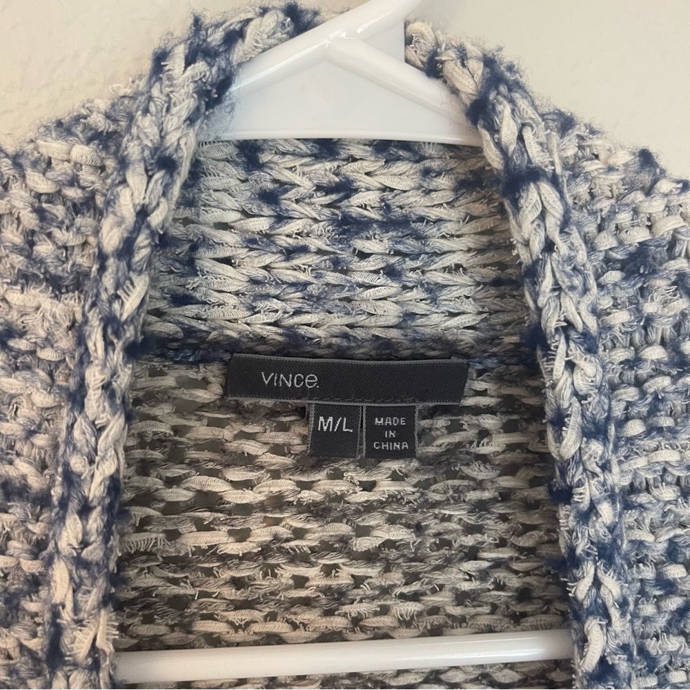 Vince chunky knit open front cardigan Size M/L blue and gray - Picture 4 of 13